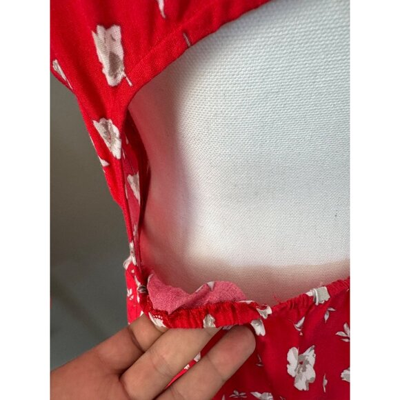 Free People Red Floral Print Keyhole Back Dinner Dress Size 10 NWT - Picture 13 of 16